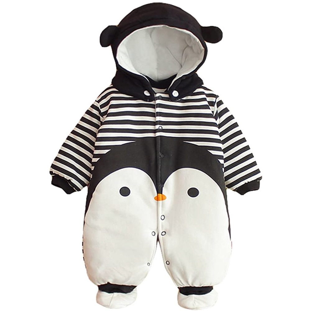 Penguin Black/White Babies Snowsuit Romper Boys Girls Cotton Winter New 9-12M